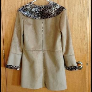 Faux suede leather, faux leopard jacket